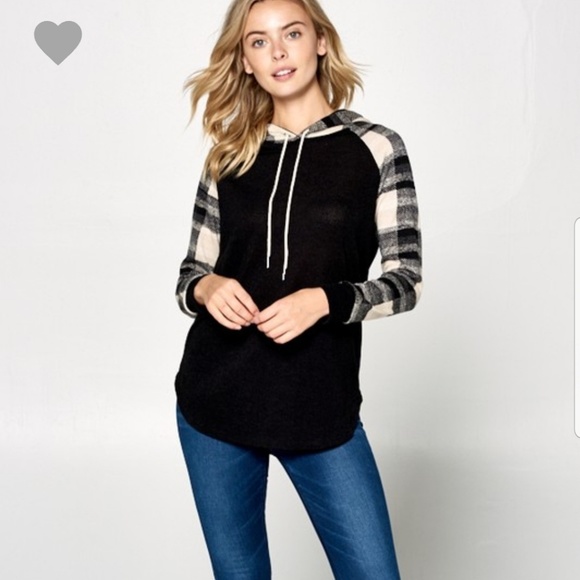 Tops - Plaid Hooded Longsleeve